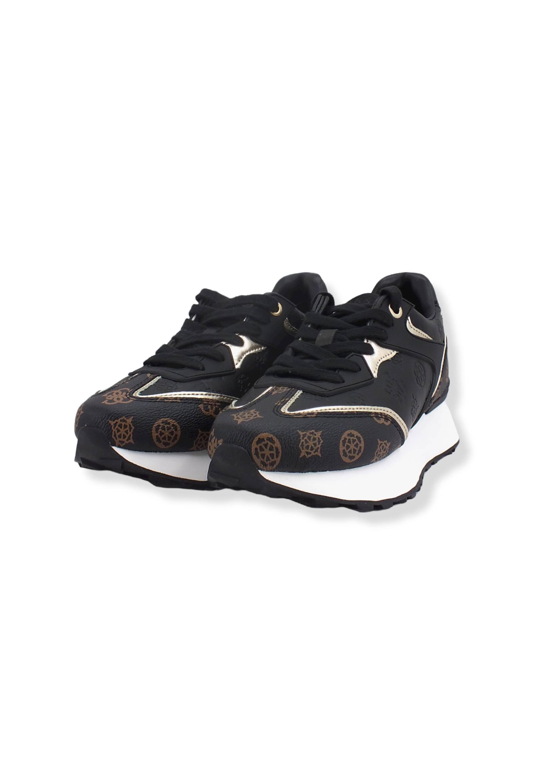 GUESS Sneaker Loghi Rilievo Lamè Donna Black Brown FL7LUCFAL12 - Sandrini Calzature e Abbigliamento