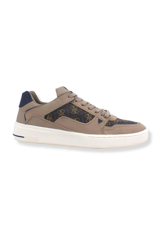GUESS Sneaker Ox Bicolor Loghi Uomo Beige Brown Ocra FM7VBLFAB12 - Sandrini Calzature e Abbigliamento