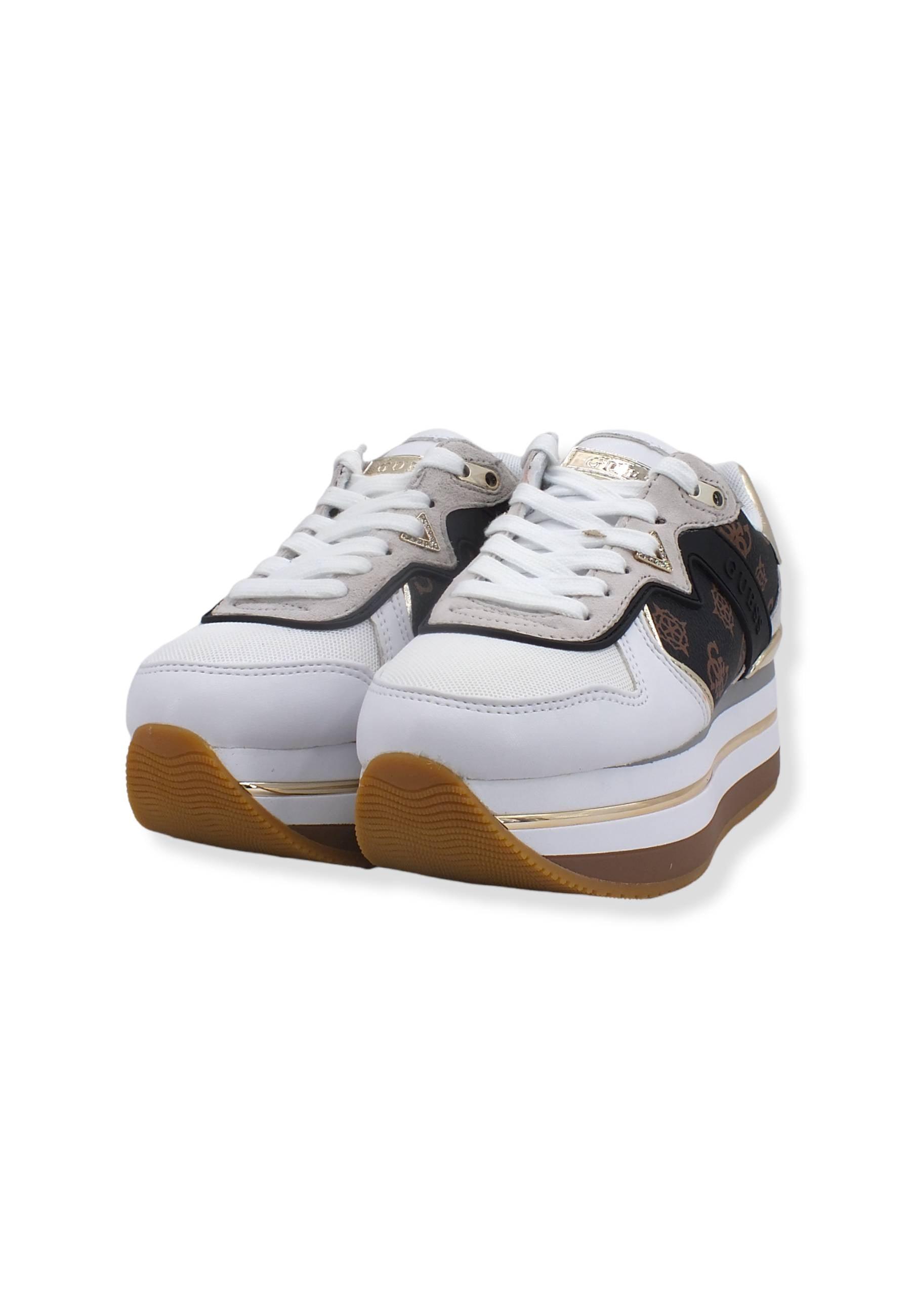 GUESS Sneaker Running Platform Loghi Donna Brown White FL7HARFAL12 - Sandrini Calzature e Abbigliamento