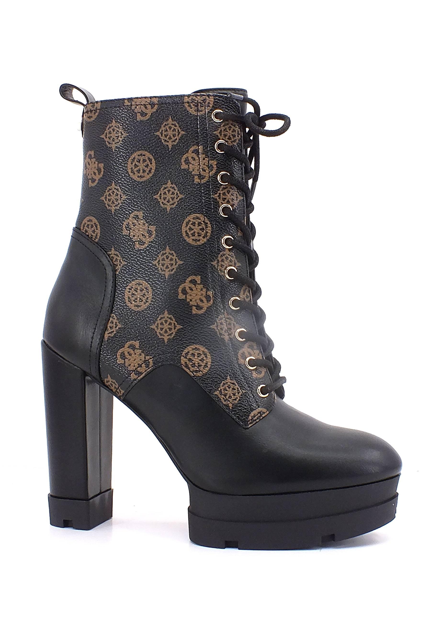 GUESS Stivaletto Anfibio Tacco Alto Donna Brown Ocra FL8BSLFAL10 - Sandrini Calzature e Abbigliamento