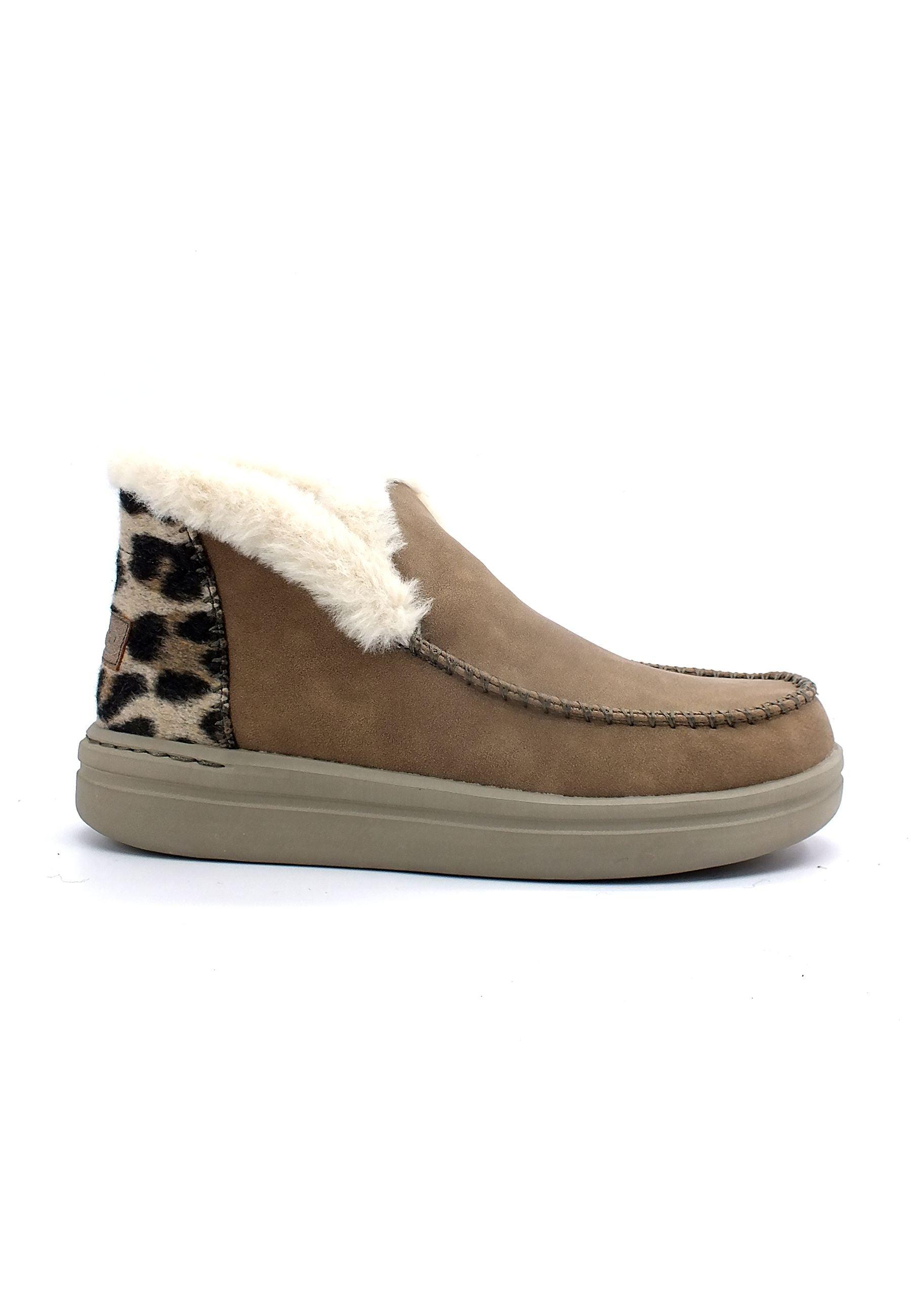 HEY DUDE Denny Grip Stivaletto Pelo Donna Nut 122451600 - Sandrini Calzature e Abbigliamento