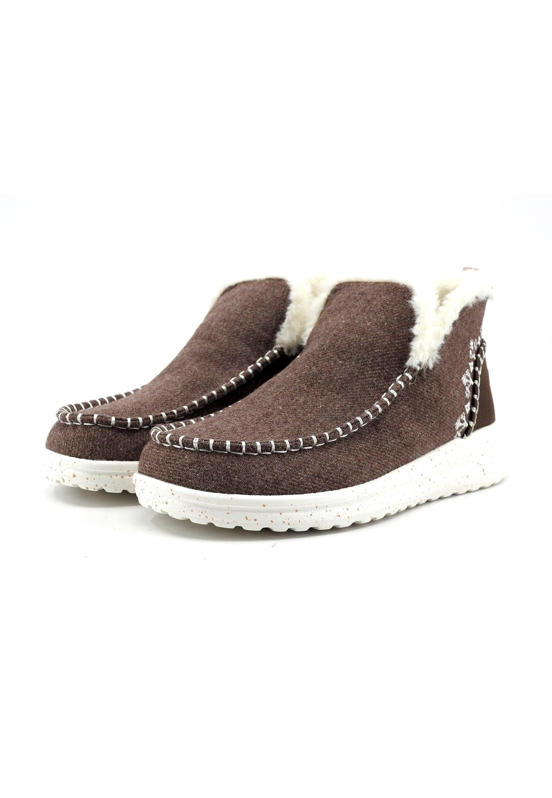 HEY DUDE Denny Stivaletto Polacco Pelo Donna Walnut Marrone 40208-267 - Sandrini Calzature e Abbigliamento