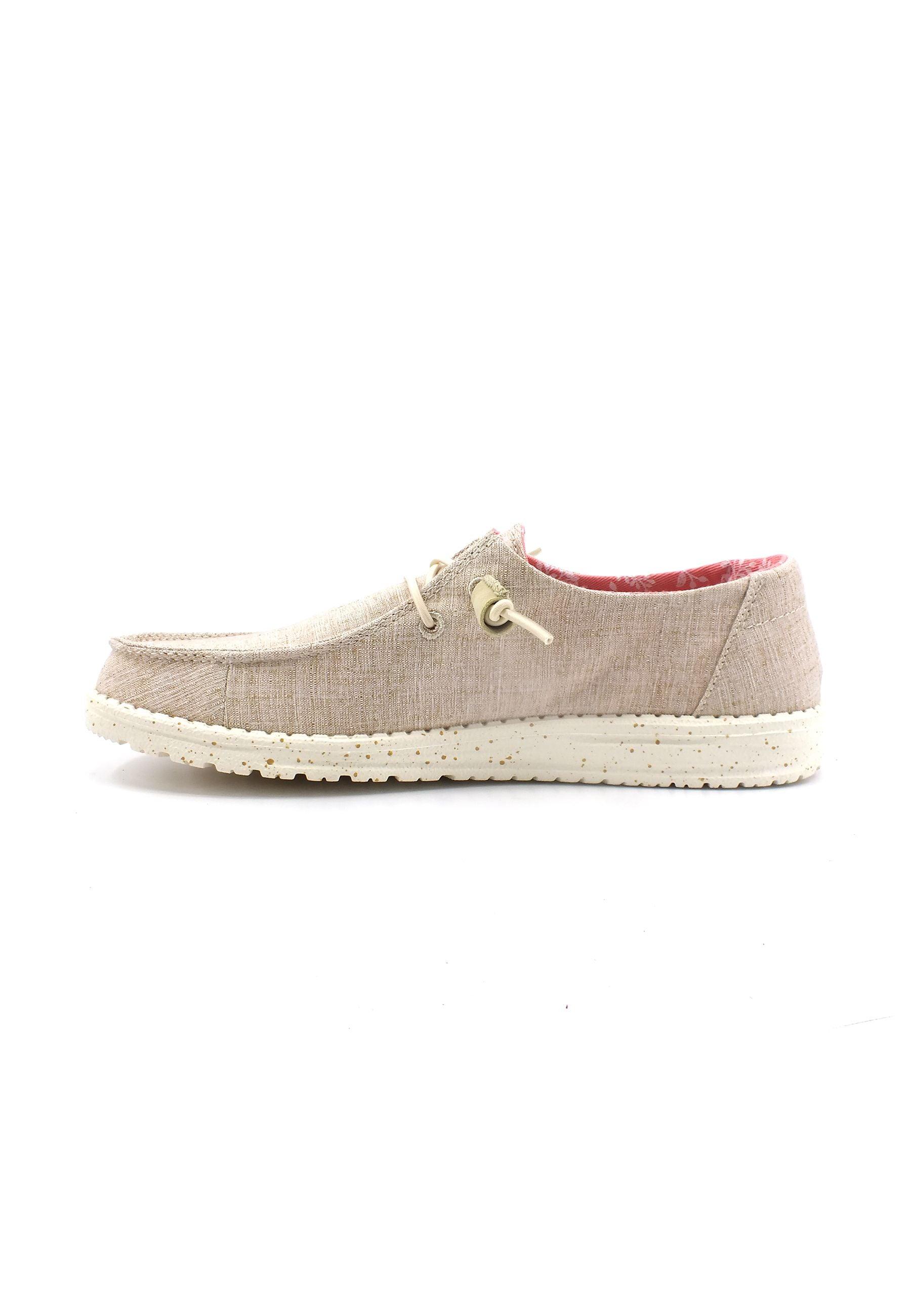 HEY DUDE Wendy Chambray Sneaker Vela Donna White Nut 40058-2BK - Sandrini Calzature e Abbigliamento