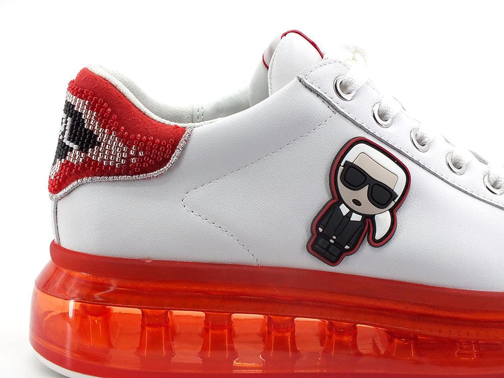 KARL LAGERFELD Kapri Kushion Ikonik Lo Lace Sneaker White Red KL62632 - Sandrini Calzature e Abbigliamento