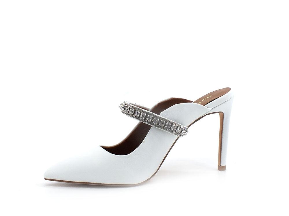 KURT GEIGER Duke Mule Sadalo Tacco Strass White 3202310109 - Sandrini Calzature e Abbigliamento
