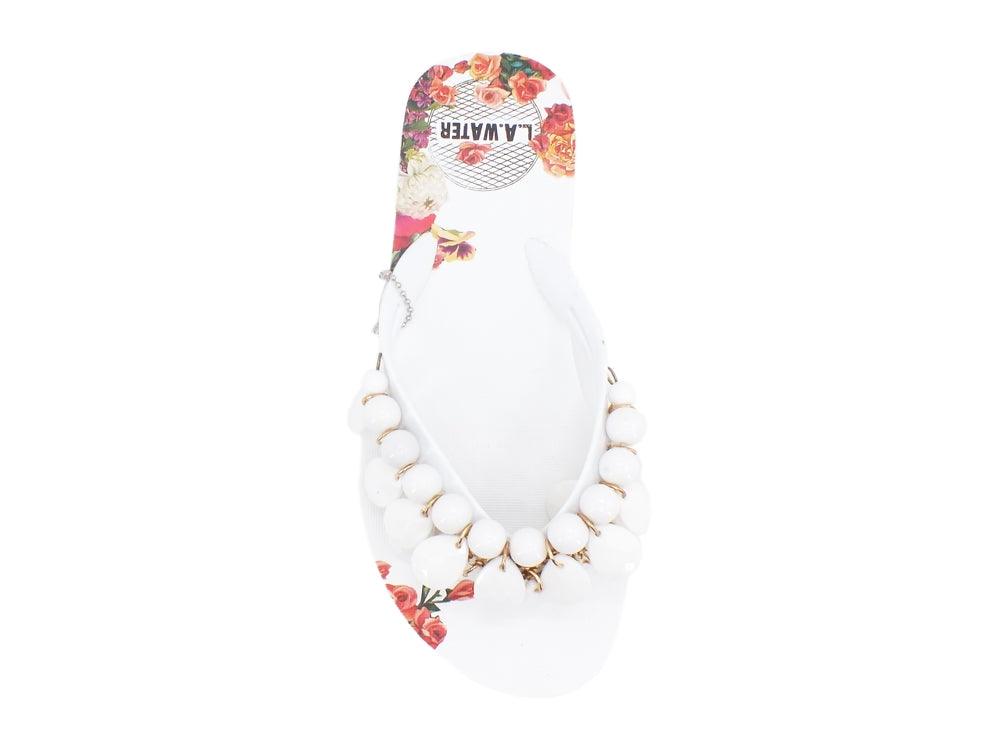 L.A. WATER Flower Infradito White Multi 02125A - Sandrini Calzature e Abbigliamento