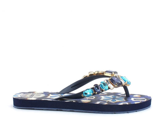 L.A. WATER Majolica Infradito Blue Multi 02122B - Sandrini Calzature e Abbigliamento