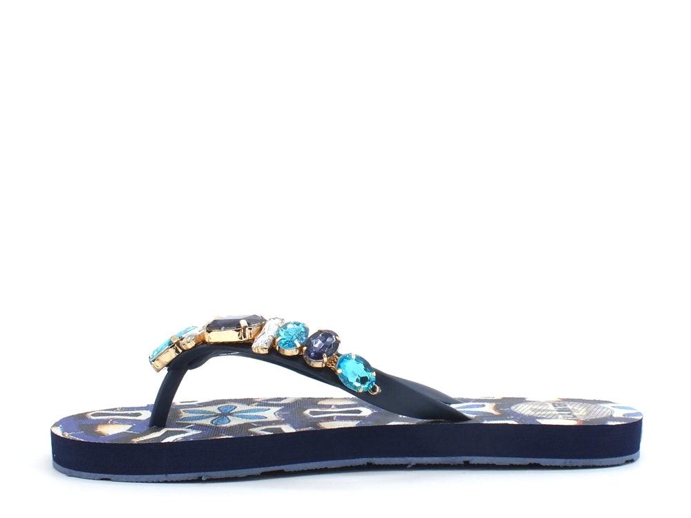L.A. WATER Majolica Infradito Blue Multi 02122B - Sandrini Calzature e Abbigliamento