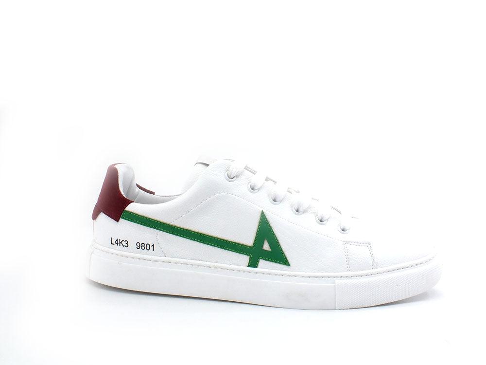 L4K3 College 4 Sneaker Pelle Tricolor Bianco Verde Rosso F60-COL - Sandrini Calzature e Abbigliamento