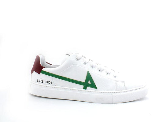 L4K3 College 4 Sneaker Pelle Tricolor Bianco Verde Rosso F60-COL - Sandrini Calzature e Abbigliamento