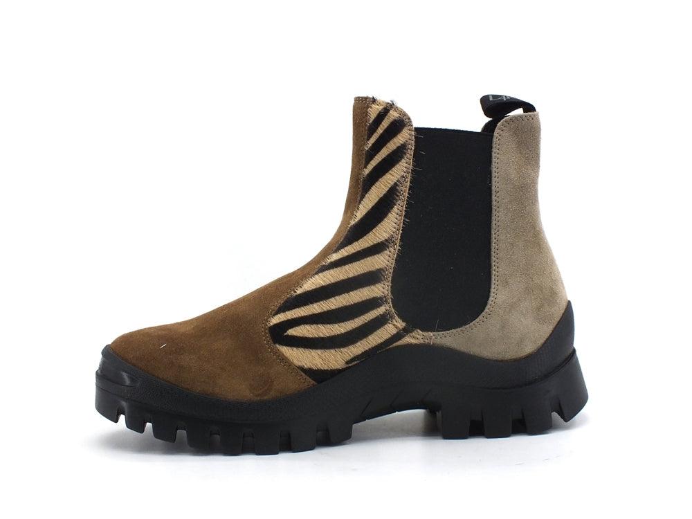 LAKE Beatles Zebra Stivaletto Animalier Brown E25-BEA - Sandrini Calzature e Abbigliamento