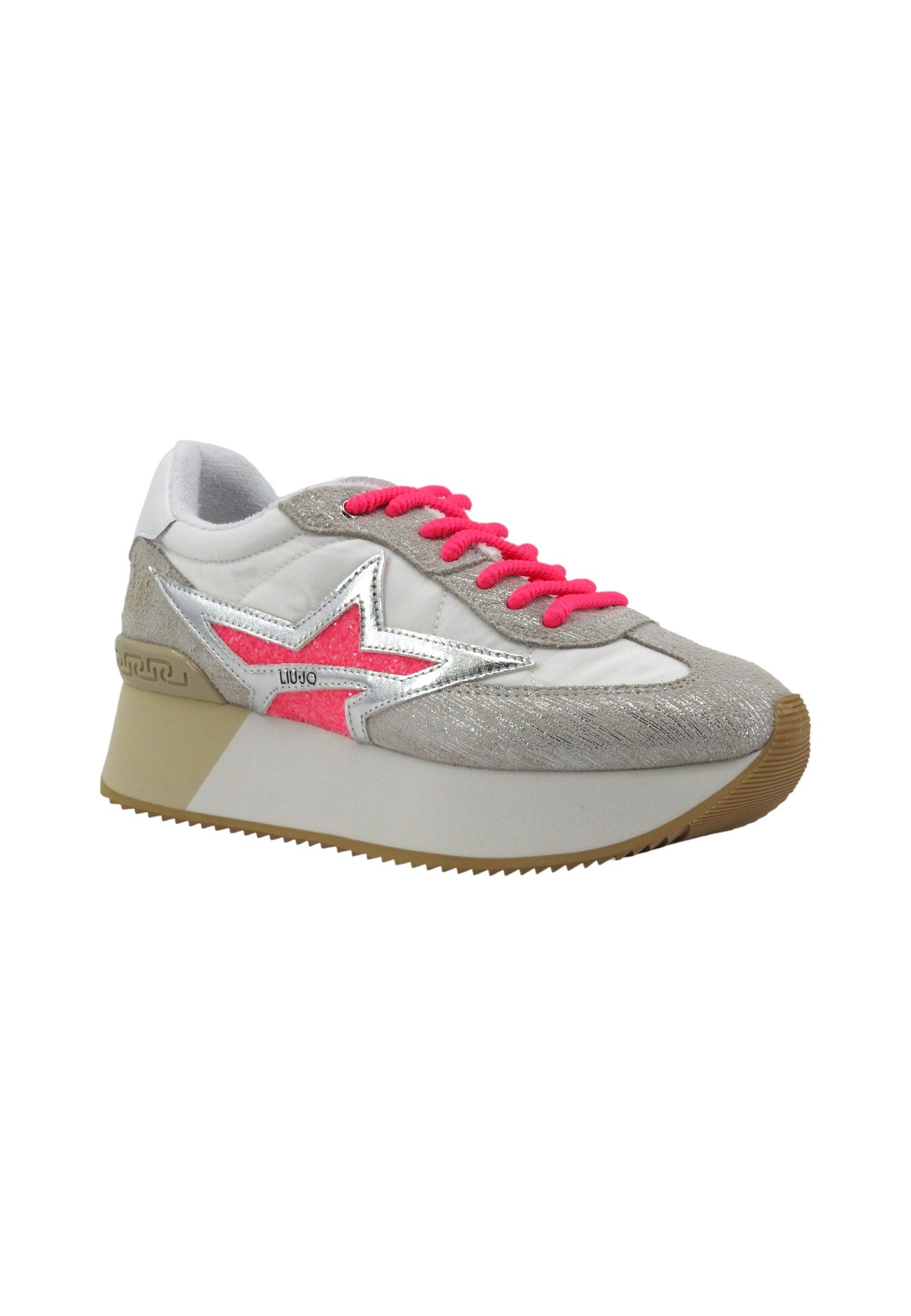 LIU JO Dreamy 03 Sneaker Donna Silver White Fuxia Fluo BA4083PX480 - Sandrini Calzature e Abbigliamento