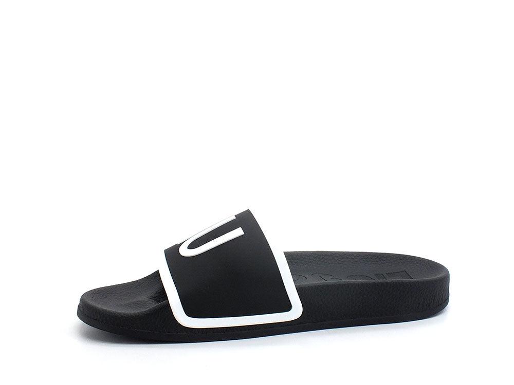 LIU JO Kos 02 Ciabatta Slipper Logo Black White BA2169EX102 - Sandrini Calzature e Abbigliamento