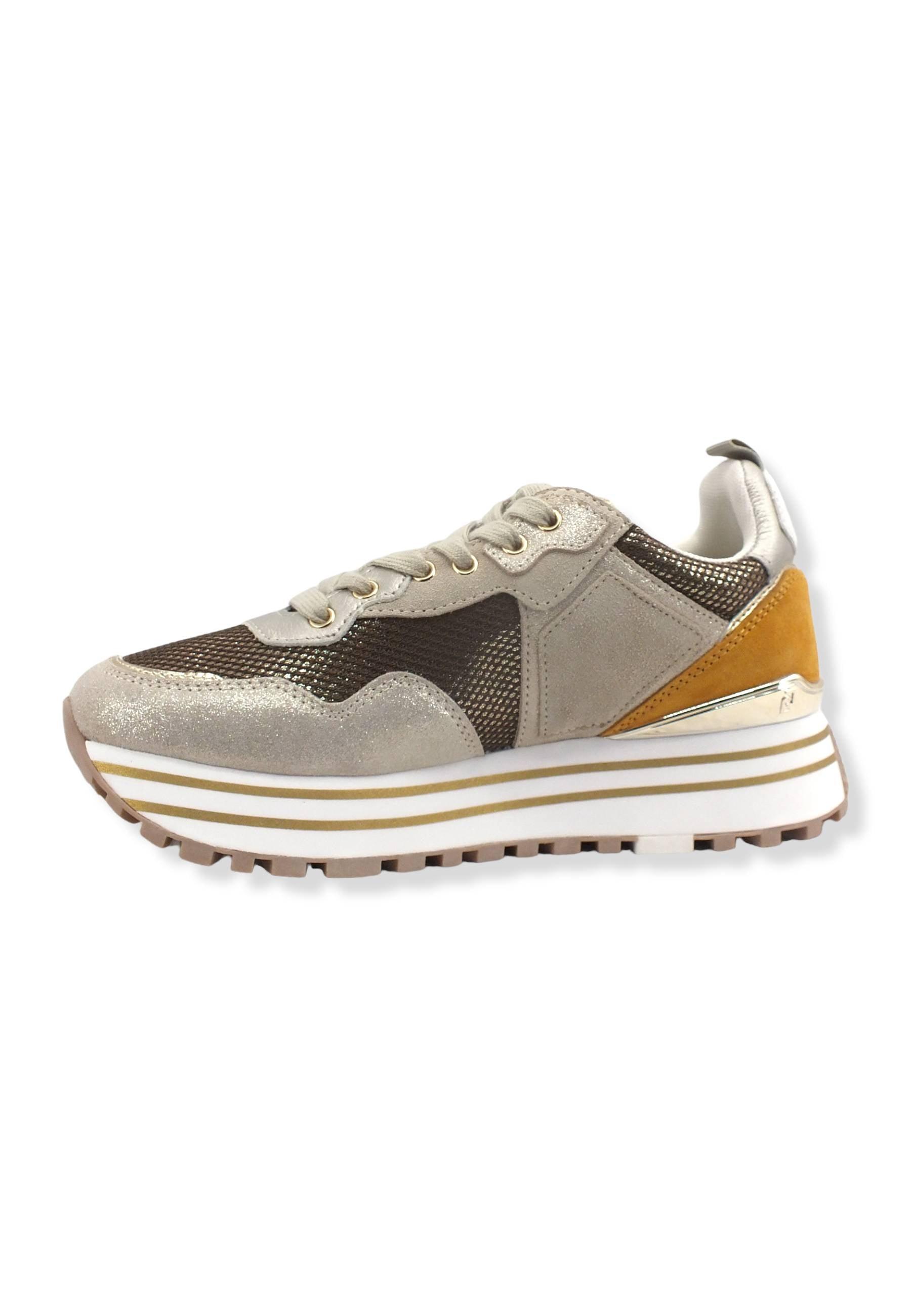 LIU JO Maxi Wonder 01 Glitter Sneaker Donna Light Gold BF2095PX253 - Sandrini Calzature e Abbigliamento