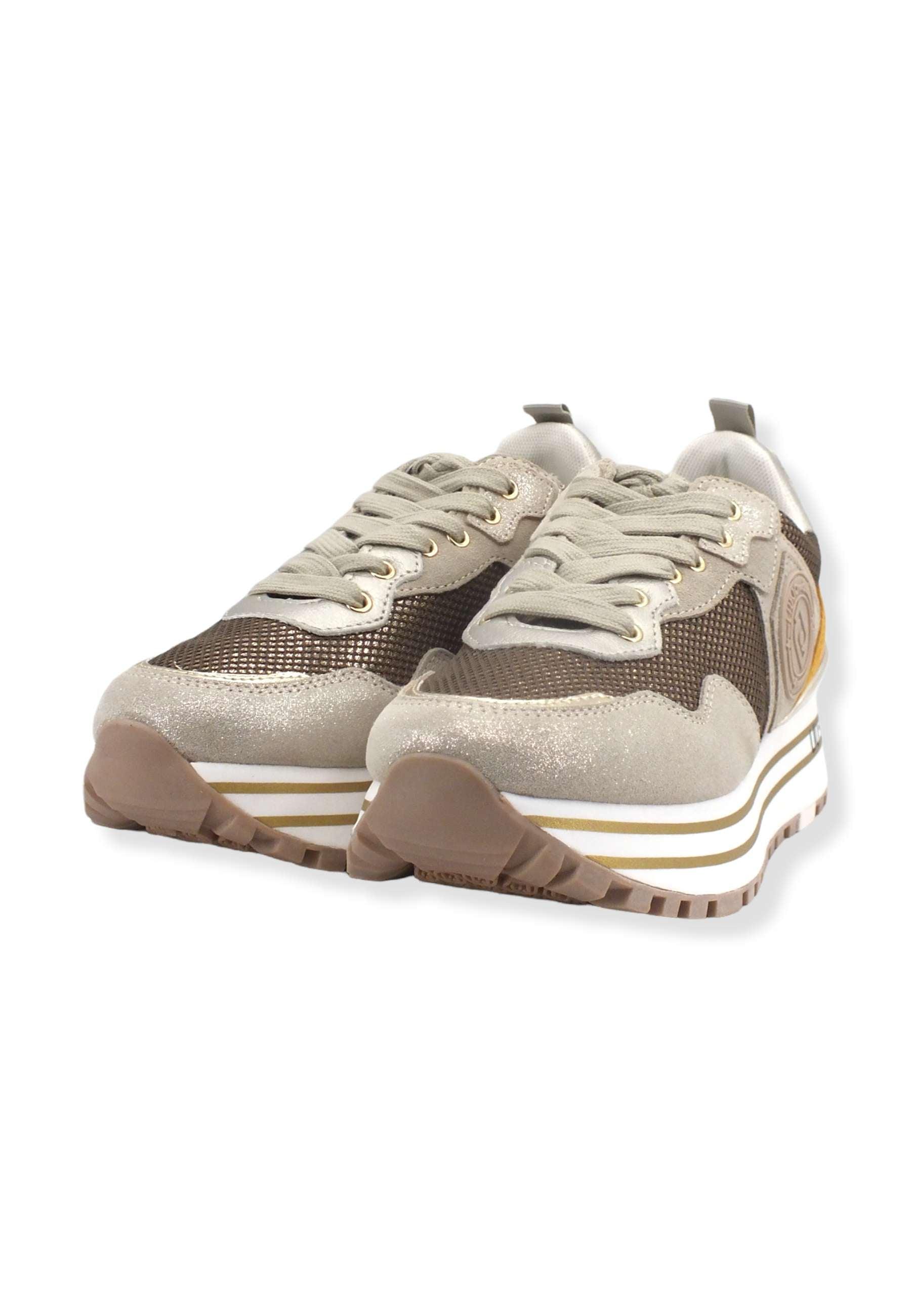 LIU JO Maxi Wonder 01 Glitter Sneaker Donna Light Gold BF2095PX253 - Sandrini Calzature e Abbigliamento