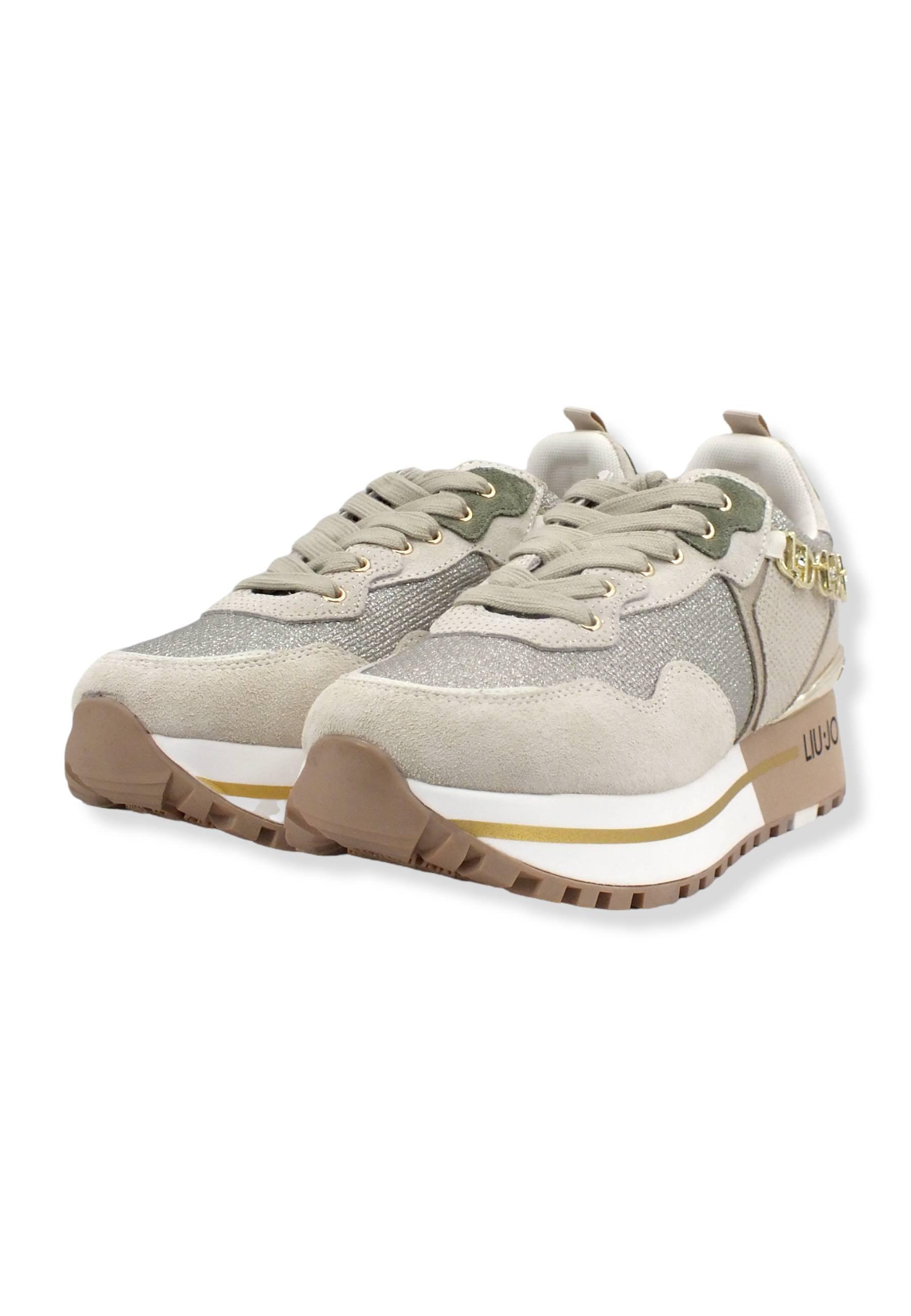 LIU JO Maxi Wonder 01 Glitter Sneaker Donna Rosa Light Gold BF2095PX239 - Sandrini Calzature e Abbigliamento