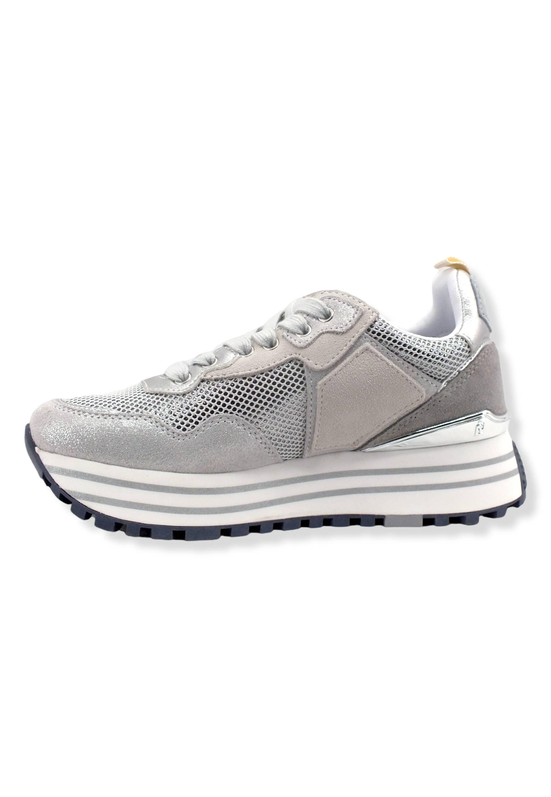 LIU JO Maxi Wonder 01 Glitter Sneaker Donna Silver BF2095PX253 - Sandrini Calzature e Abbigliamento