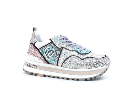 LIU JO Maxi Wonder 1 Sneaker Multi Glitter Silver BA2051TX007 - Sandrini Calzature e Abbigliamento