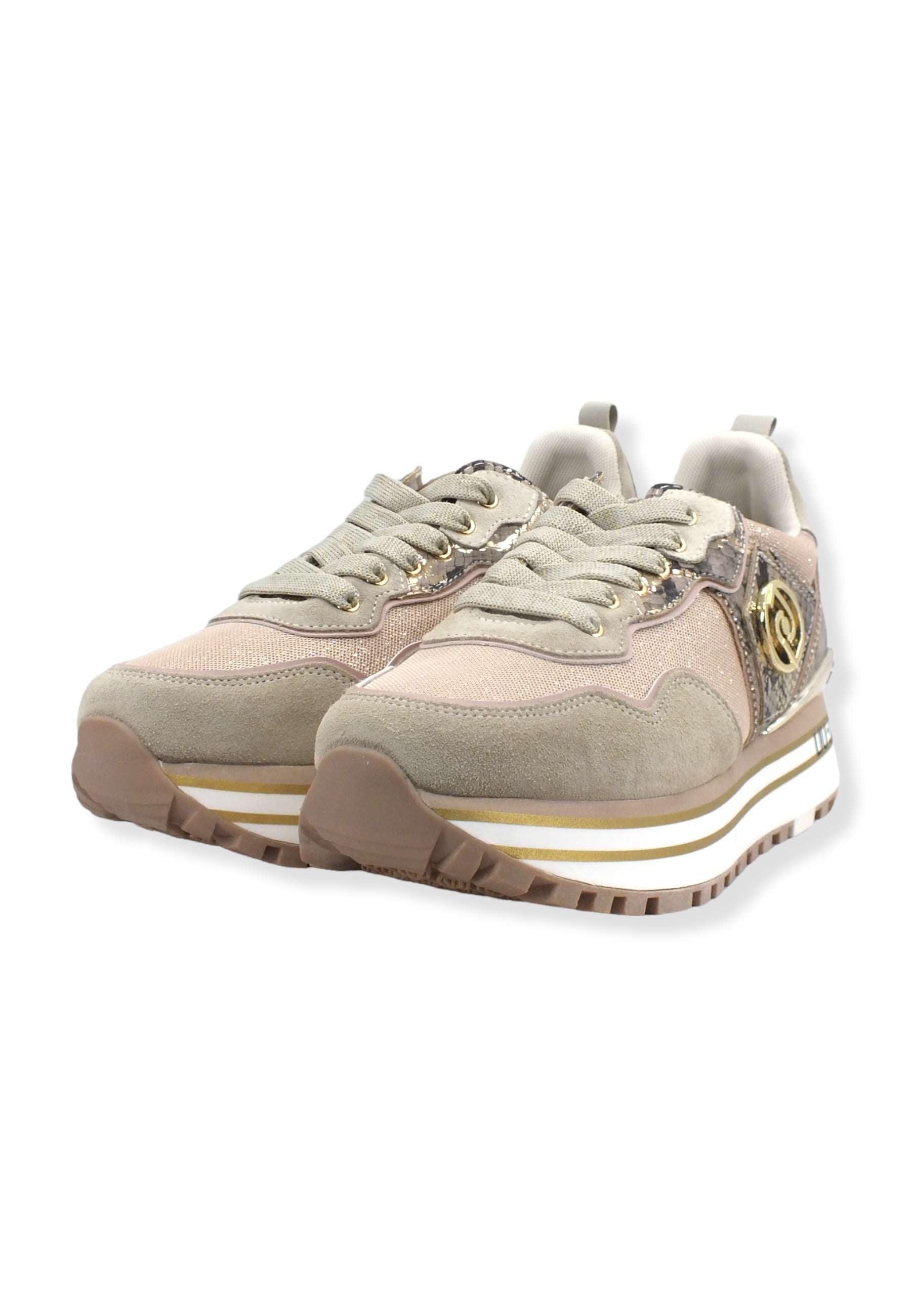 LIU JO Maxi Wonder 24 Mesh Python Sneaker Donna Light Gold BF2103PX300 - Sandrini Calzature e Abbigliamento