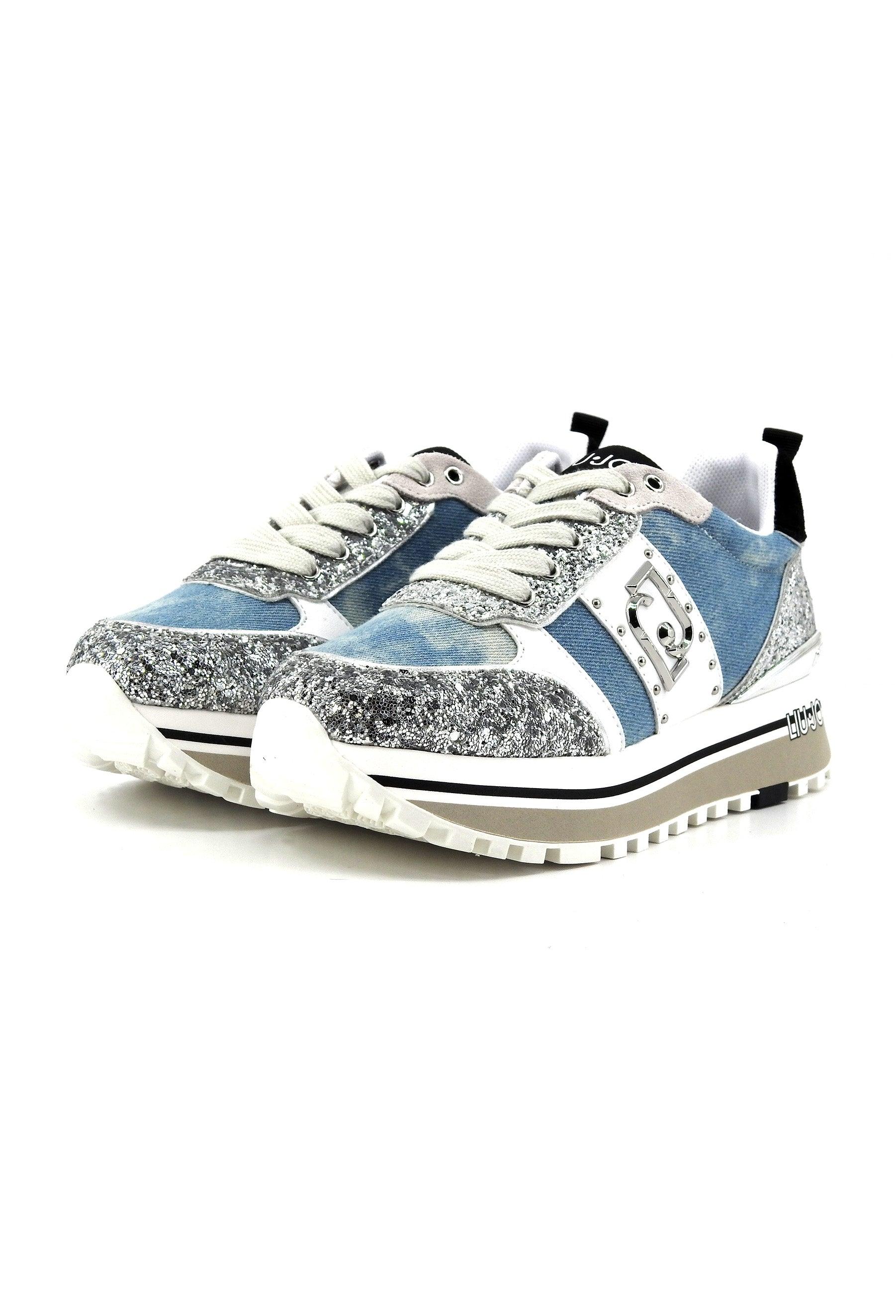 LIU JO Maxi Wonder 71 Sneaker Donna Denim Silver BA4055TX393 - Sandrini Calzature e Abbigliamento