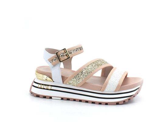 LIU JO Maxi Wonder Sandal 15 Sandalo Glitter White Pink BA2147TX053 - Sandrini Calzature e Abbigliamento