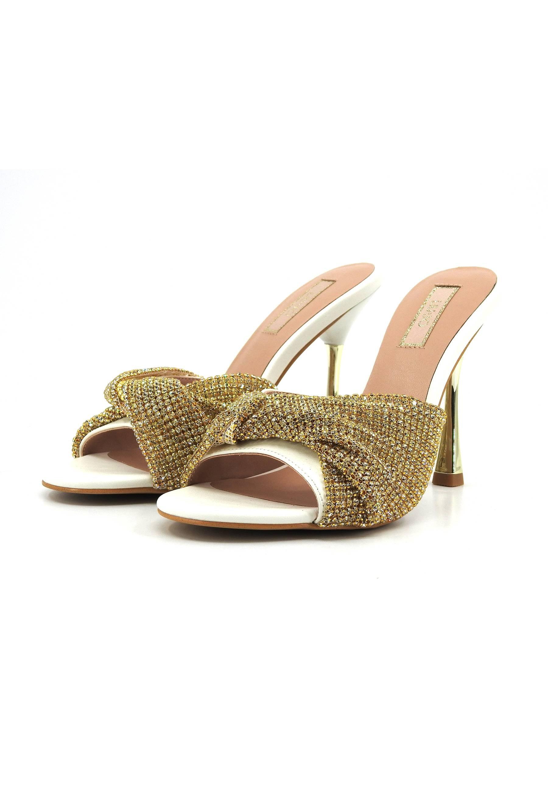 LIU JO Miriam 11 Sandalo Donna White Strass Oro SA4185TX421 - Sandrini Calzature e Abbigliamento