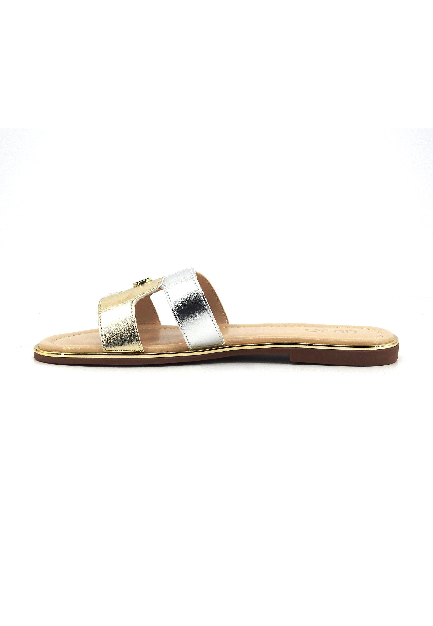 LIU JO Sally 176 Ciabatta Donna Gold Silver 4A4711EX013 - Sandrini Calzature e Abbigliamento