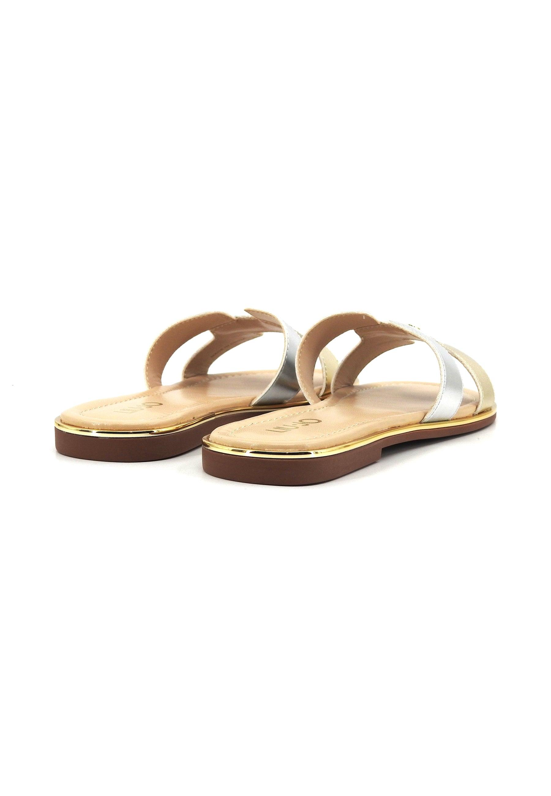 LIU JO Sally 176 Ciabatta Donna Gold Silver 4A4711EX013 - Sandrini Calzature e Abbigliamento