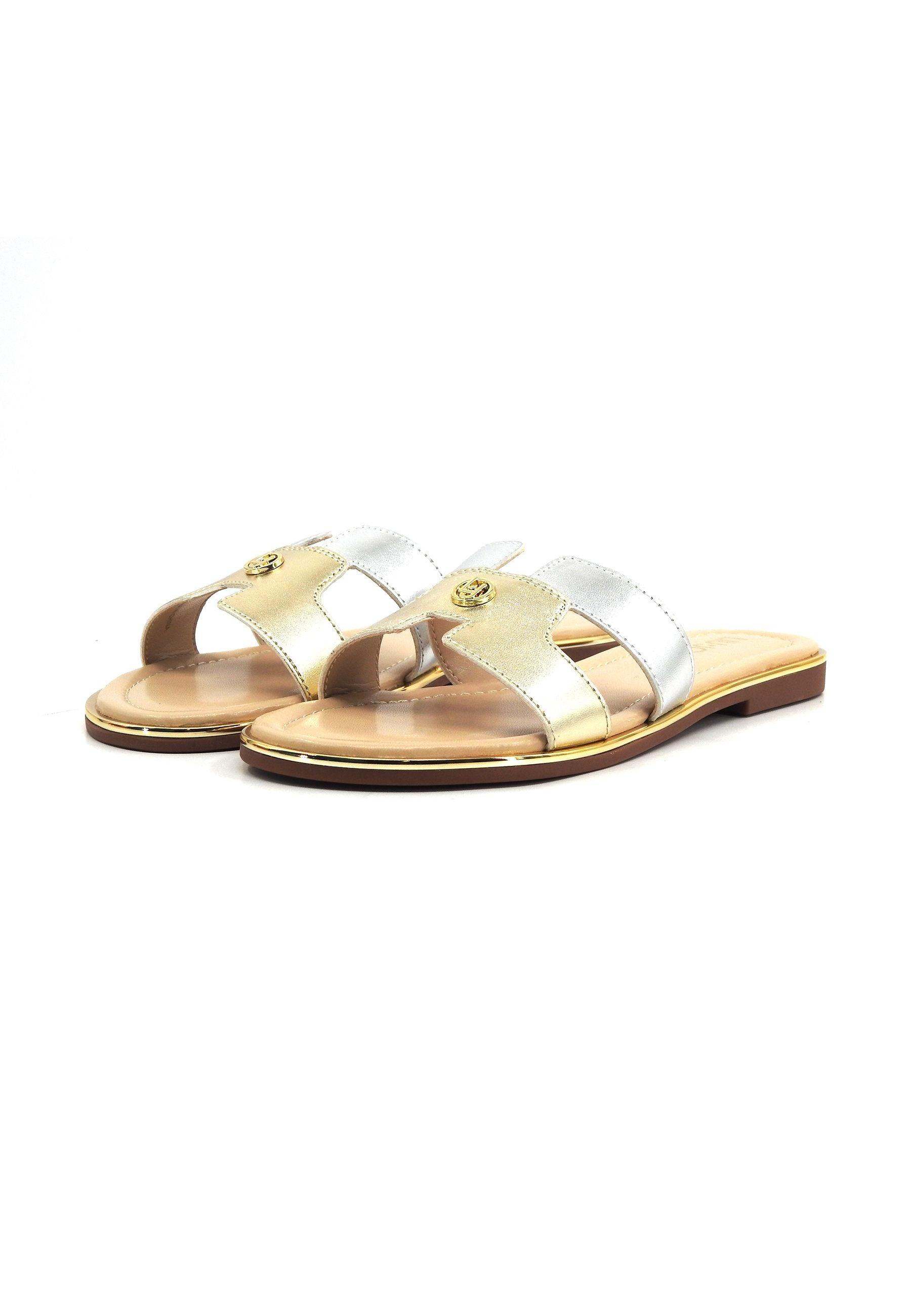 LIU JO Sally 176 Ciabatta Donna Gold Silver 4A4711EX013 - Sandrini Calzature e Abbigliamento