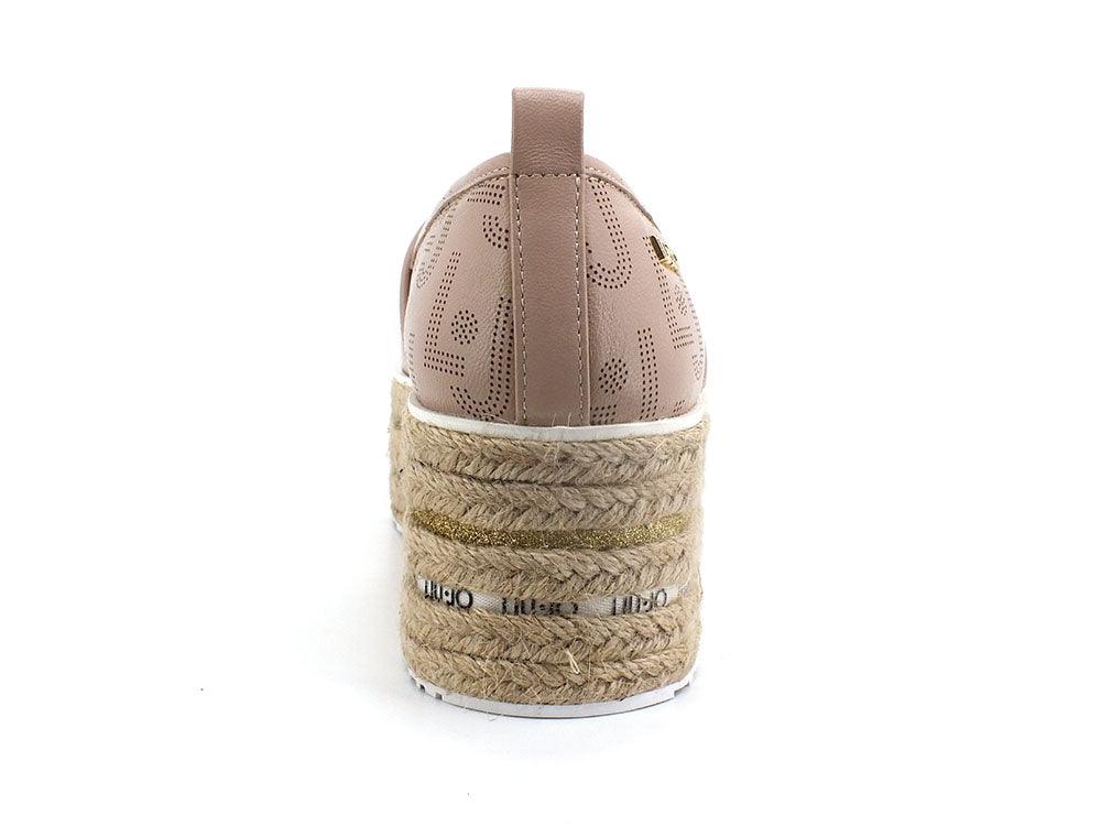 LIU JO Winona 03 Espadrillas Flat Form Loghi Antique Rose Beige SA2115PX149 - Sandrini Calzature e Abbigliamento