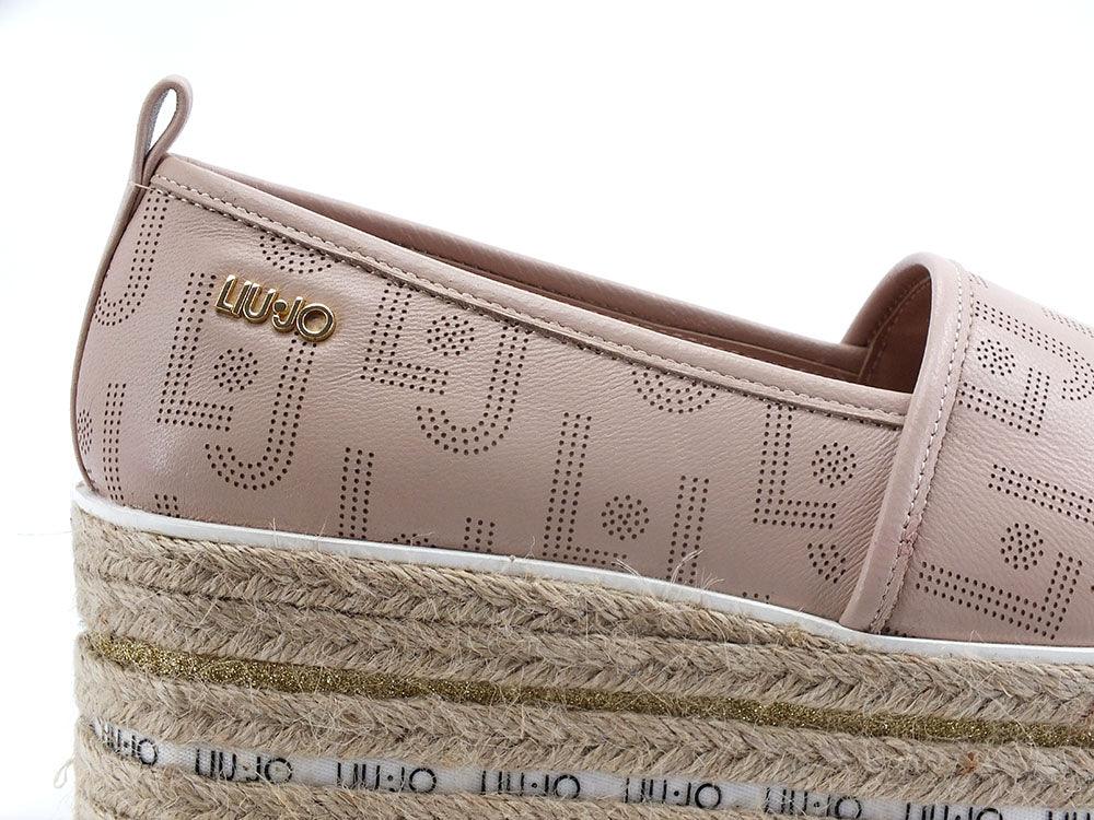 LIU JO Winona 03 Espadrillas Flat Form Loghi Antique Rose Beige SA2115PX149 - Sandrini Calzature e Abbigliamento