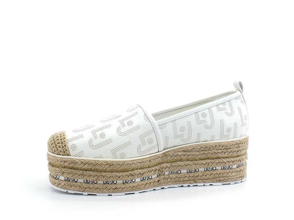 LIU JO Winona 03 Espadrillas Flat Form Loghi White SA2115PX149 - Sandrini Calzature e Abbigliamento