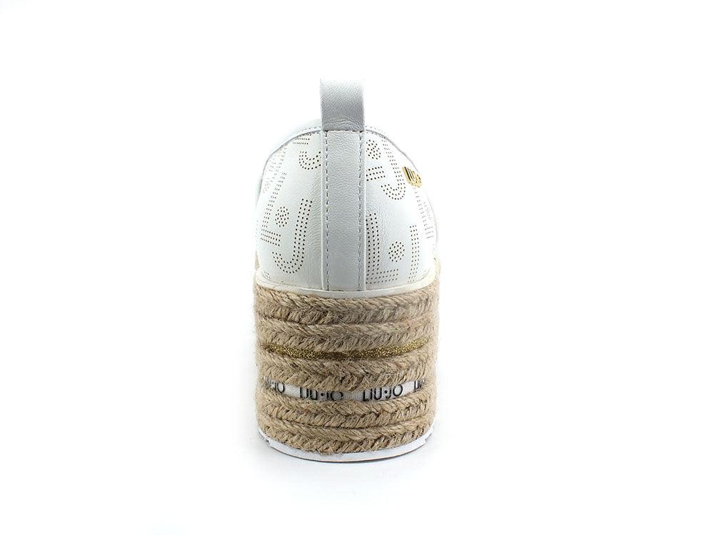 LIU JO Winona 03 Espadrillas Flat Form Loghi White SA2115PX149 - Sandrini Calzature e Abbigliamento