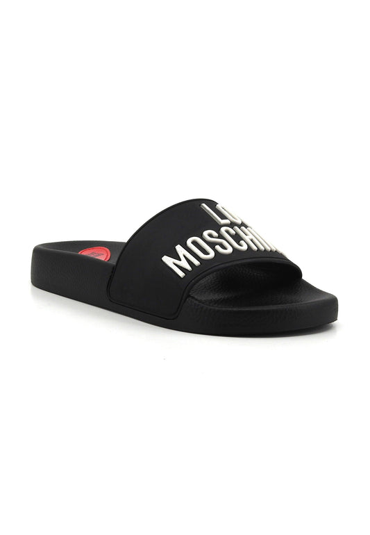 LOVE MOSCHINO Ciabatta Donna Nero Bianco JA28052G0II14000 - Sandrini Calzature e Abbigliamento