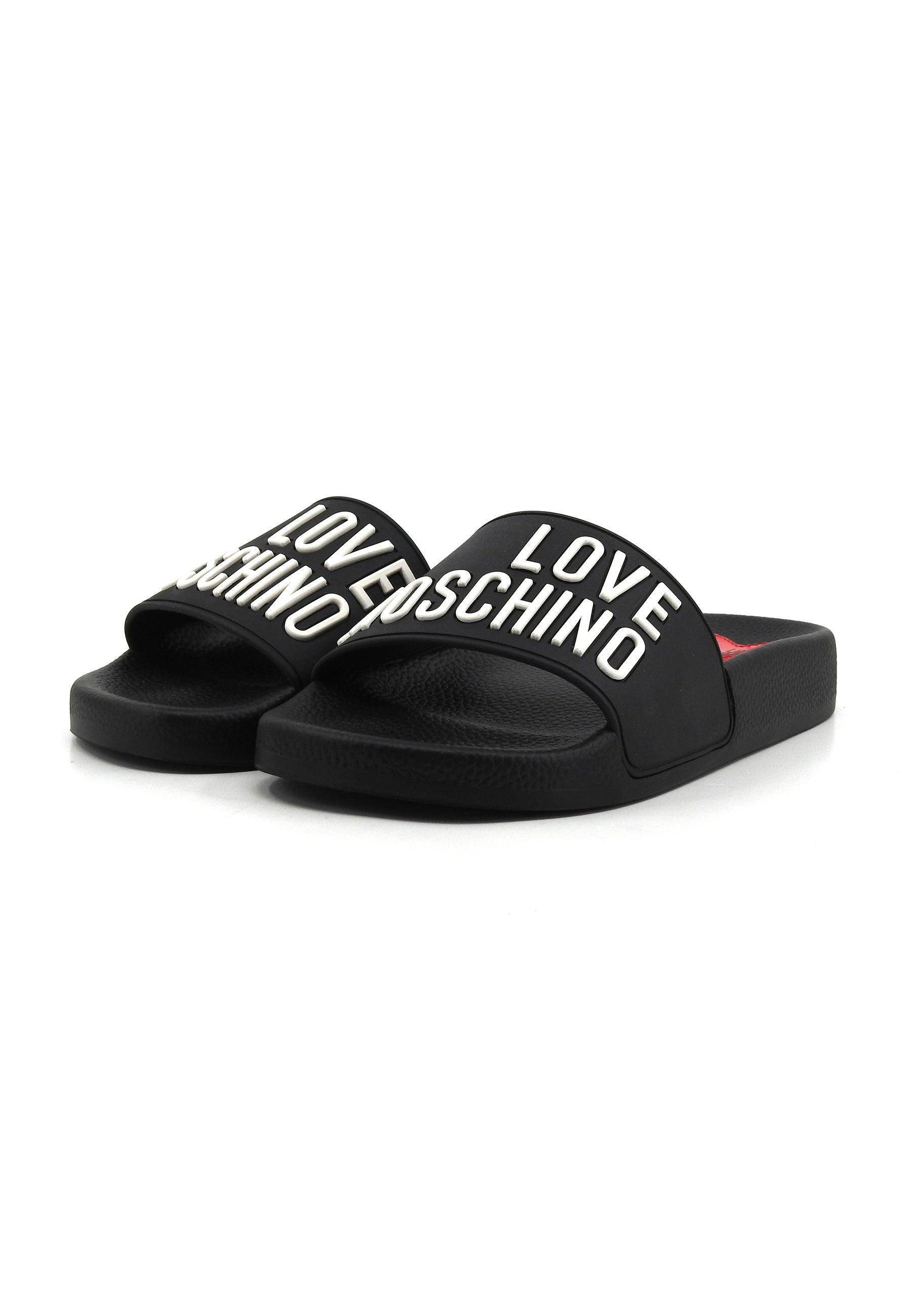 LOVE MOSCHINO Ciabatta Donna Nero Bianco JA28052G0II14000 - Sandrini Calzature e Abbigliamento