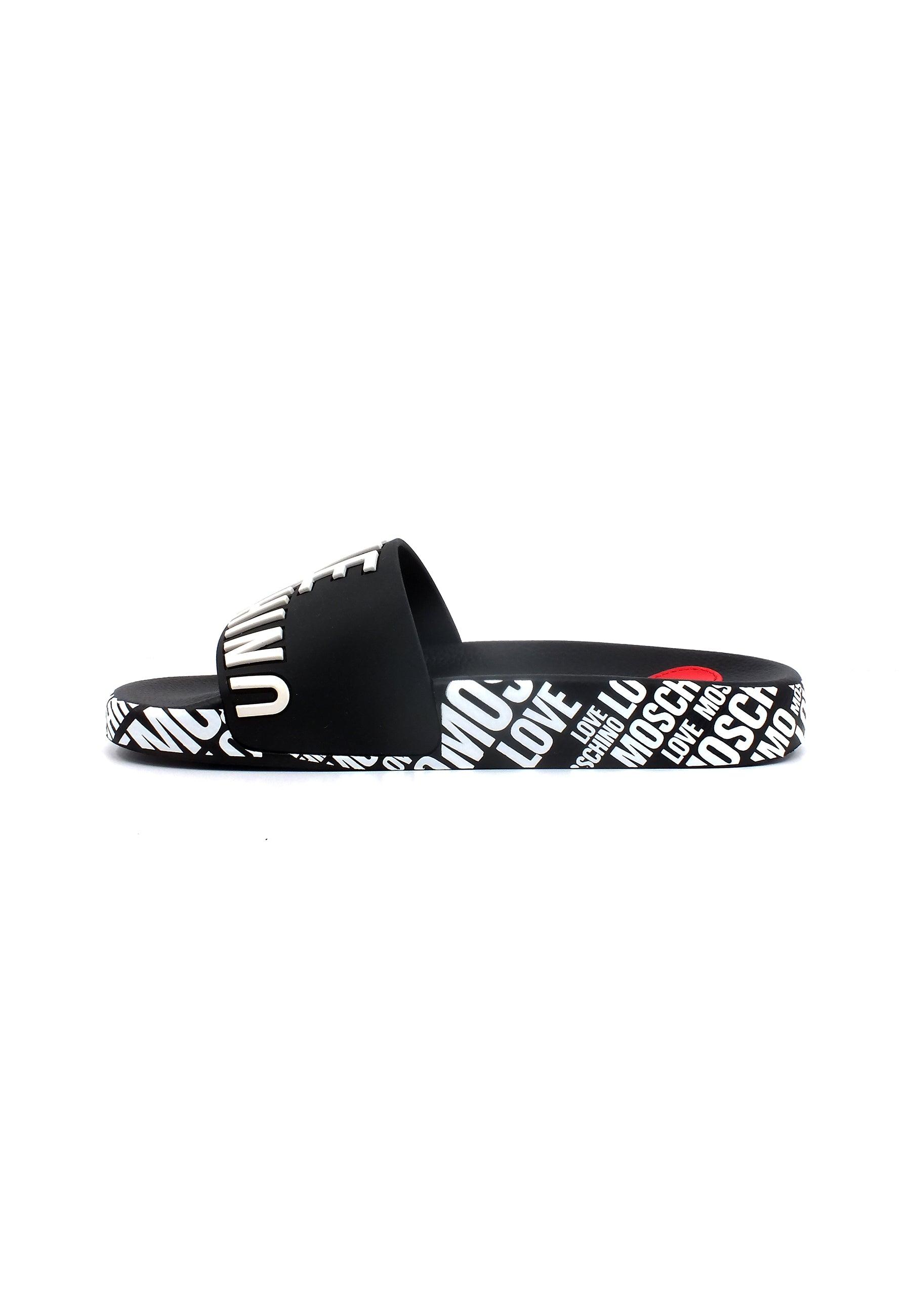 LOVE MOSCHINO Ciabatta Donna Nero Bianco JA28112G0GI17000 - Sandrini Calzature e Abbigliamento