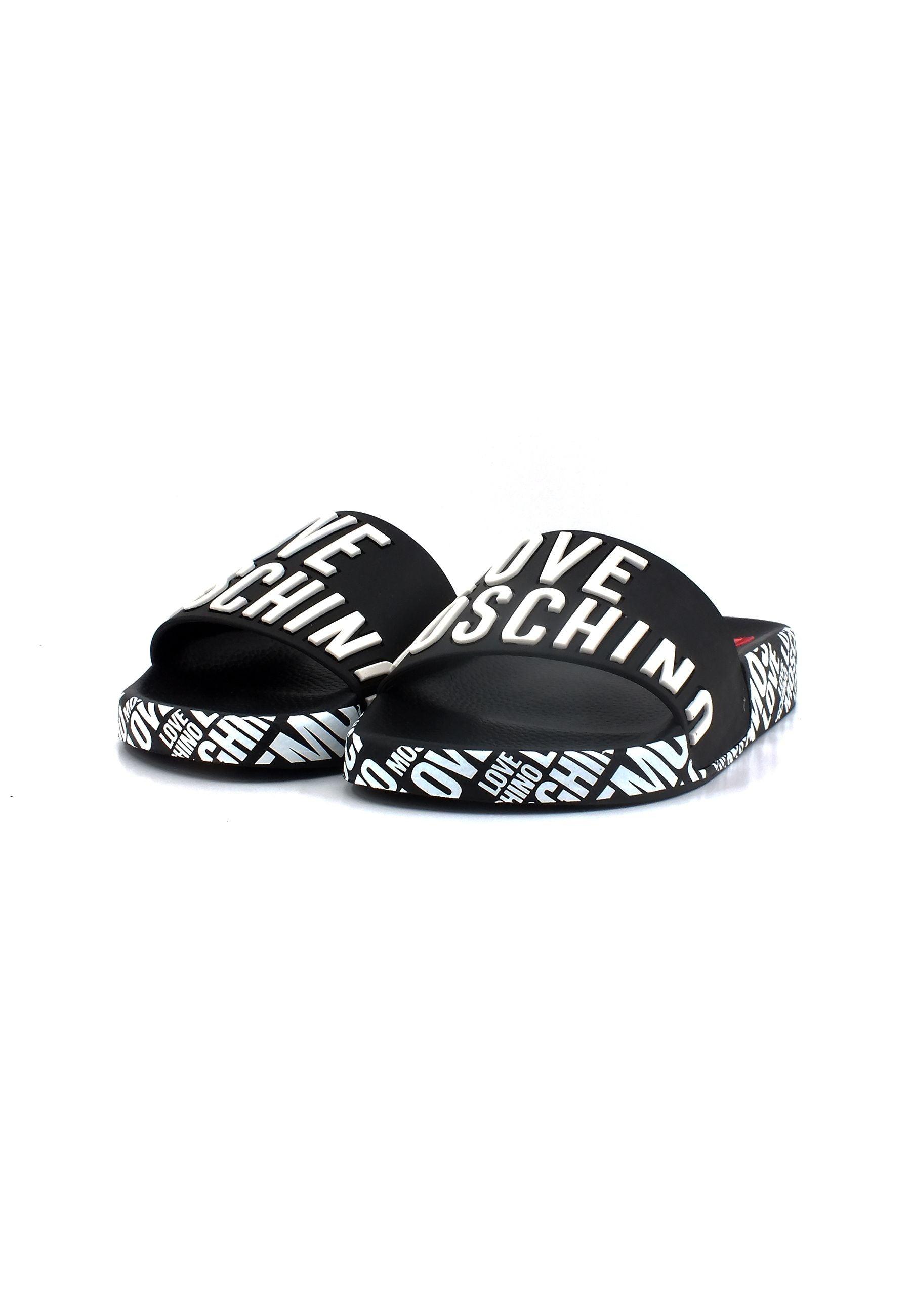 LOVE MOSCHINO Ciabatta Donna Nero Bianco JA28112G0GI17000 - Sandrini Calzature e Abbigliamento