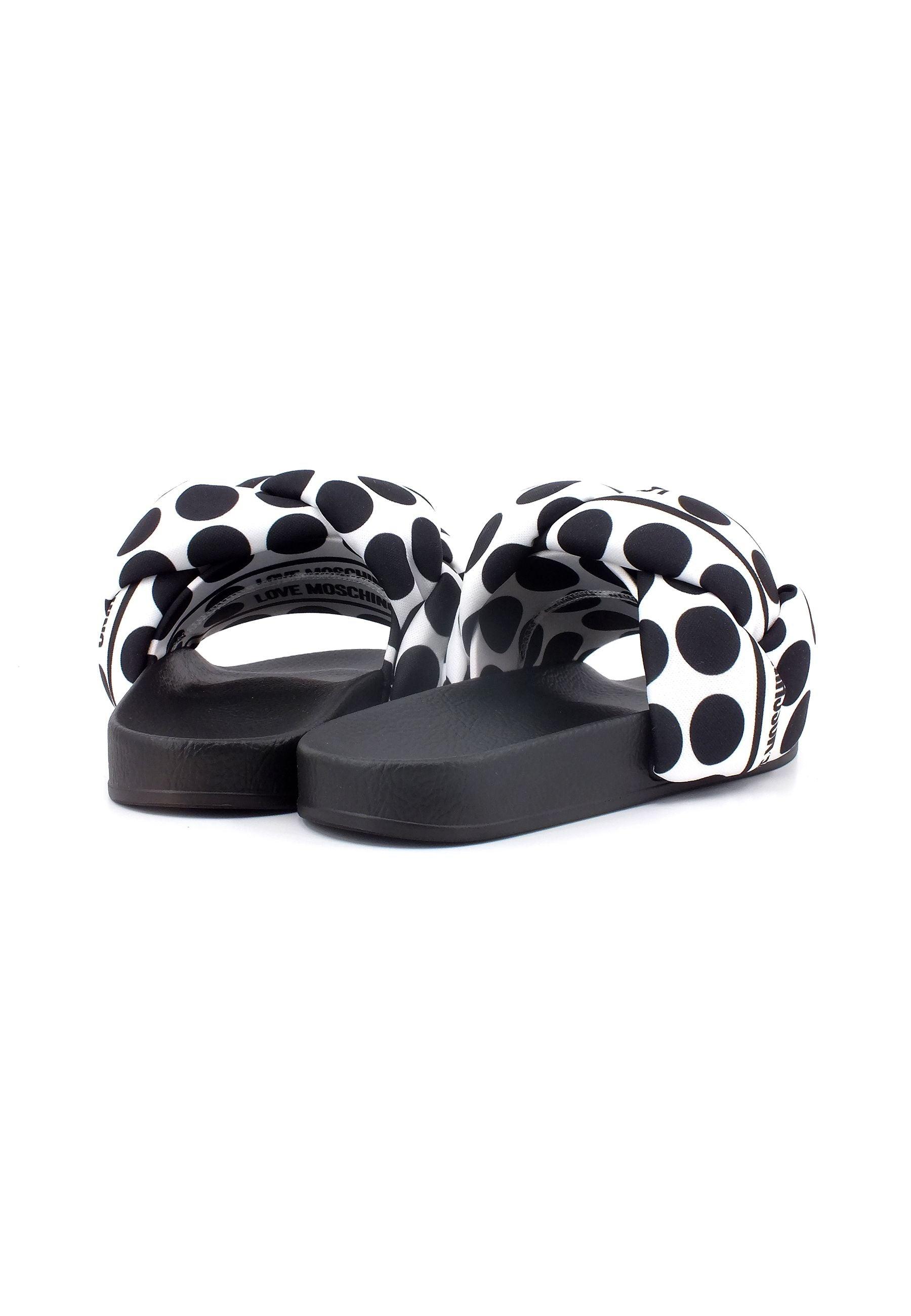 LOVE MOSCHINO Ciabatta Foulard Donna Bianco Nero JA28272G0GIW010A - Sandrini Calzature e Abbigliamento