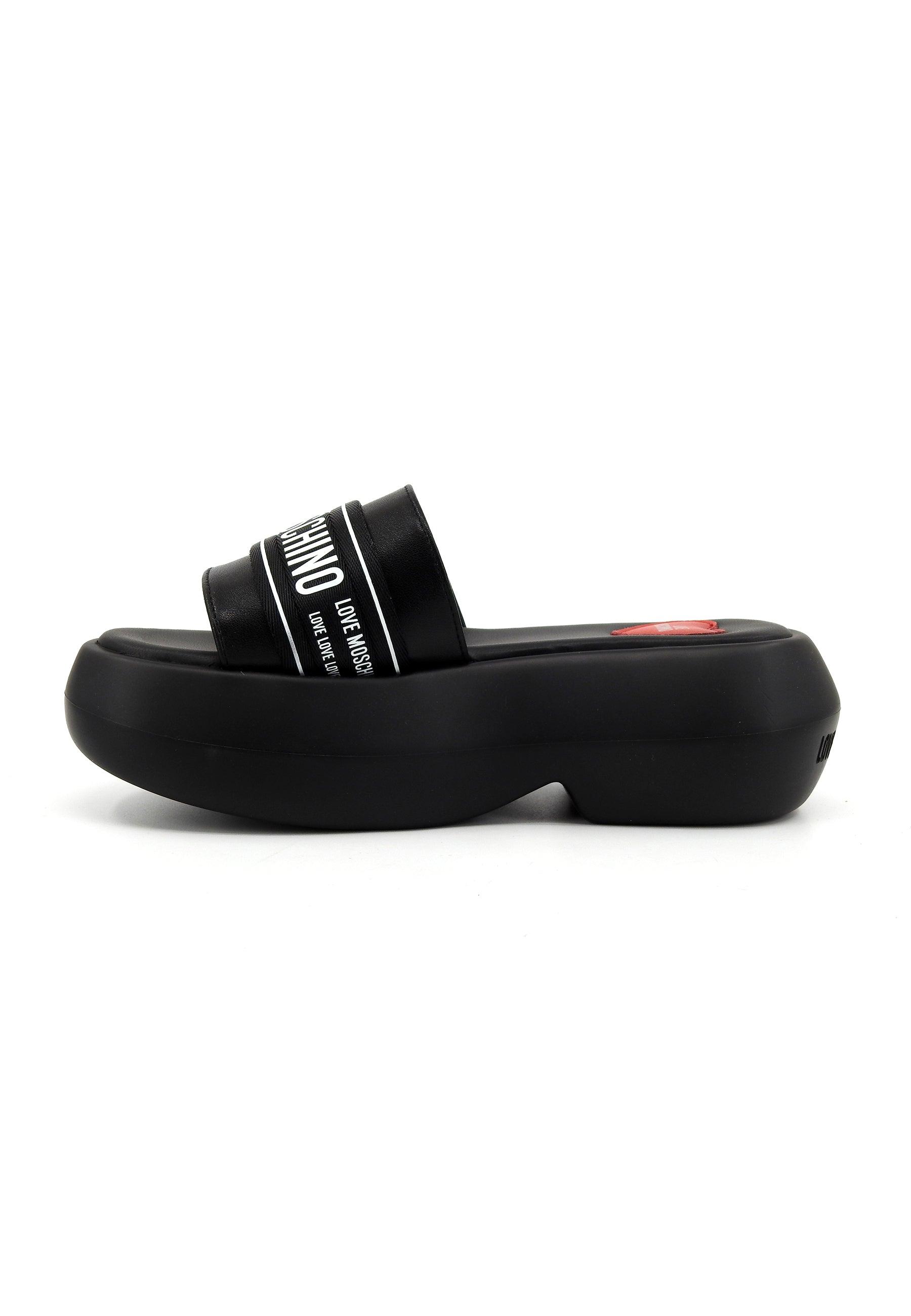LOVE MOSCHINO Ciabatta Platform Donna Nero Bianco JA28107IOIIX700A - Sandrini Calzature e Abbigliamento