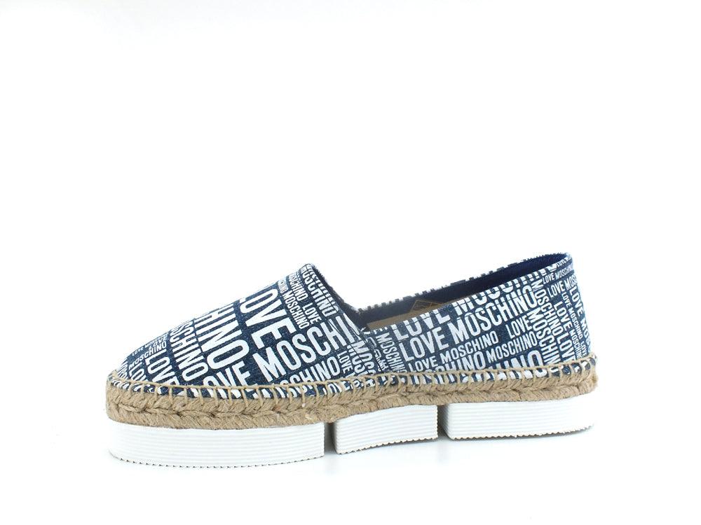 LOVE MOSCHINO Espadrillas Tessuto Loghi Blu Bianco JA10223G0EJF070A - Sandrini Calzature e Abbigliamento