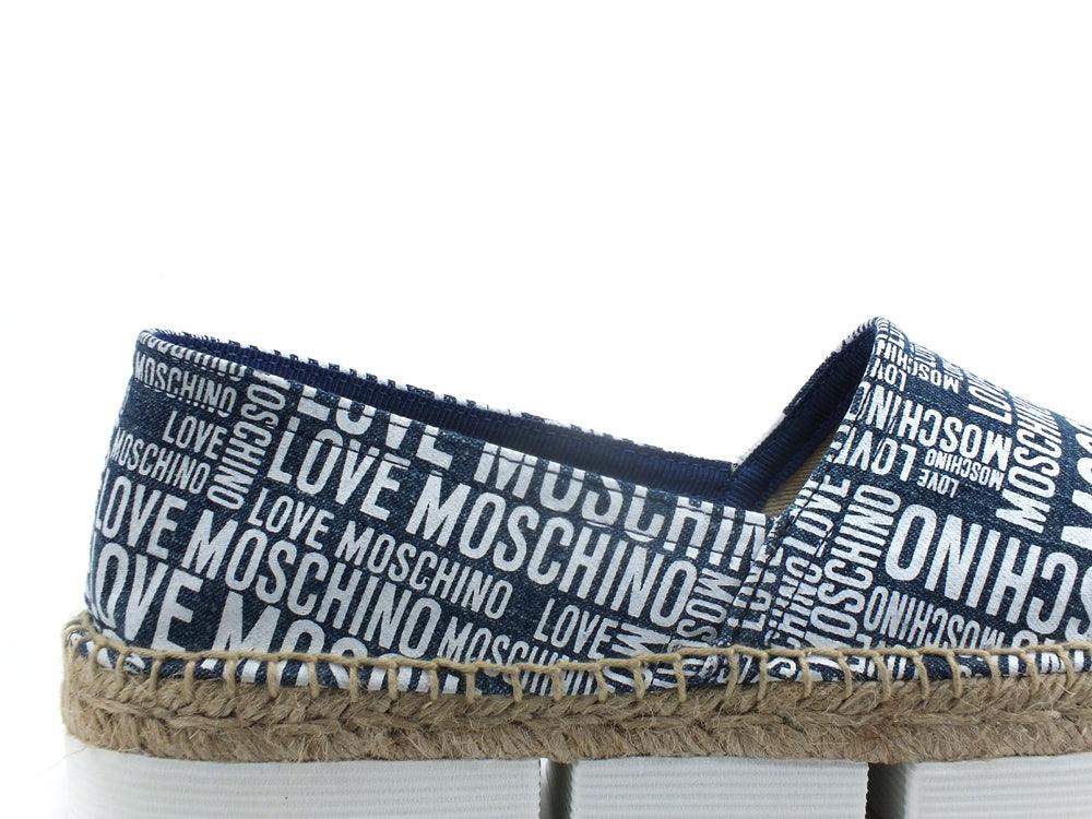 LOVE MOSCHINO Espadrillas Tessuto Loghi Blu Bianco JA10223G0EJF070A - Sandrini Calzature e Abbigliamento