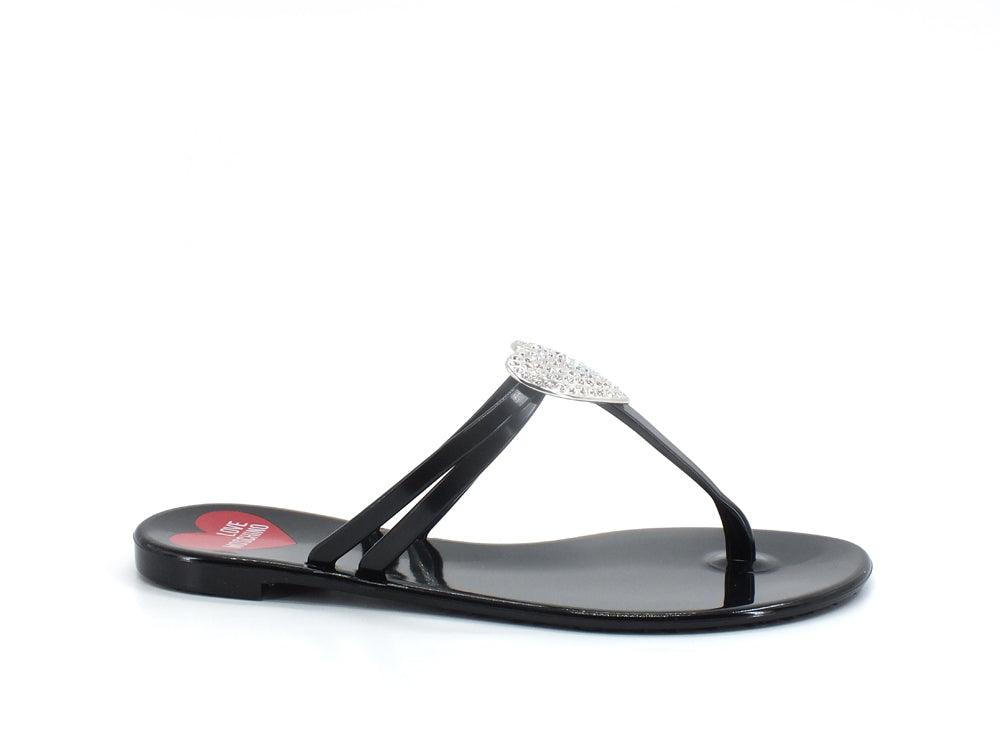 LOVE MOSCHINO Infradito Ciabatta Cuore Nero Crystal JA28321G0EI34000 - Sandrini Calzature e Abbigliamento