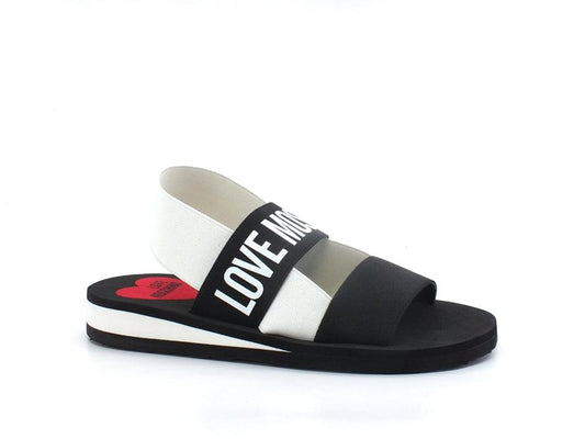 LOVE MOSCHINO Sandalo Elastic Bicolor Nero Bianco JA16033G0EJN400A - Sandrini Calzature e Abbigliamento
