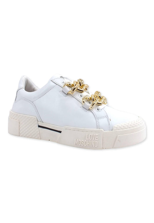 LOVE MOSCHINO Sneaker Catene Gold Donna Bianco JA15795G0FIA0100 - Sandrini Calzature e Abbigliamento