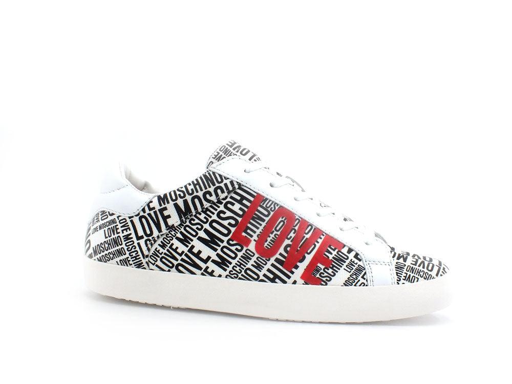 LOVE MOSCHINO Sneaker Denim Logo Bianco Nero JA15532G0EJF010A - Sandrini Calzature e Abbigliamento