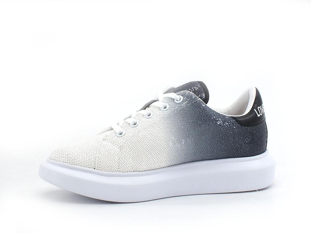 LOVE MOSCHINO Sneaker Glitter Degradè Cuore Bianco Nero JA15244G1EIW100A - Sandrini Calzature e Abbigliamento