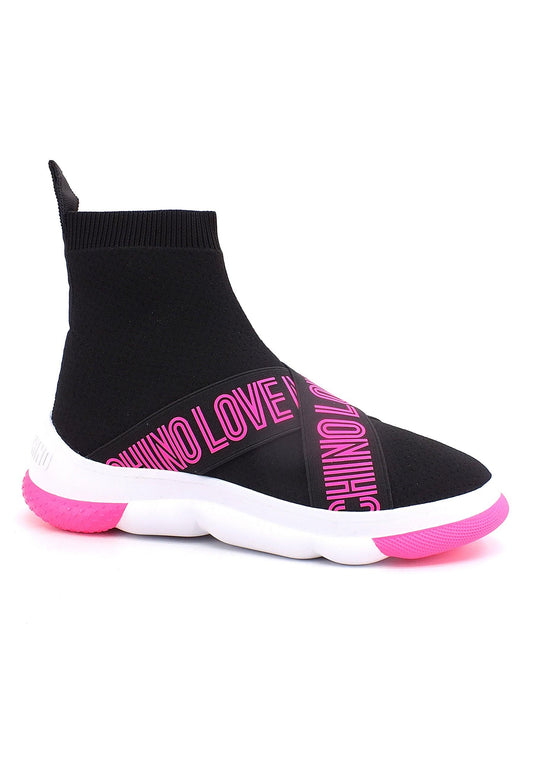 LOVE MOSCHINO Sneaker Sock Elastic Nero Fuxia JA15224G0FIZH00A - Sandrini Calzature e Abbigliamento