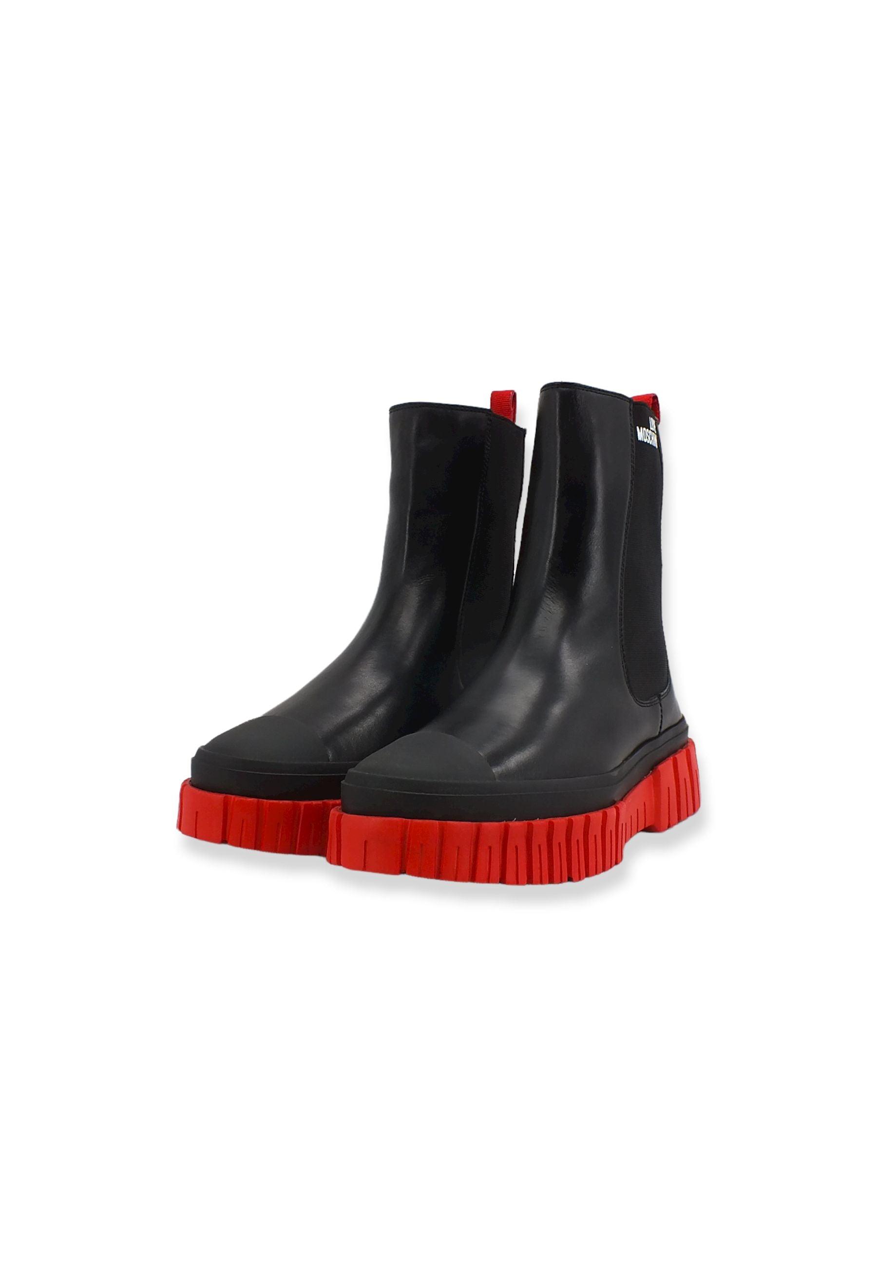 LOVE MOSCHINO Stivaletto Polacco Donna Nero Rosso JA15665G1FIA0000 - Sandrini Calzature e Abbigliamento