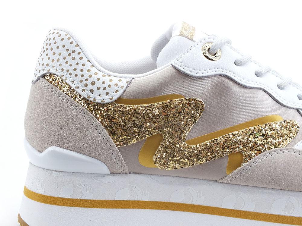 MANILA GRACE Sneaker Platform Glitter Rosa Chiaro Bianco S638 - Sandrini Calzature e Abbigliamento