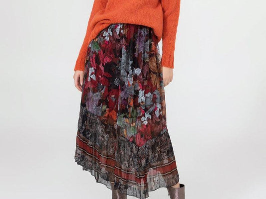 MARKUP Gonna Lunga Fantasia Autunno Bordeaux MW66227 - Sandrini Calzature e Abbigliamento